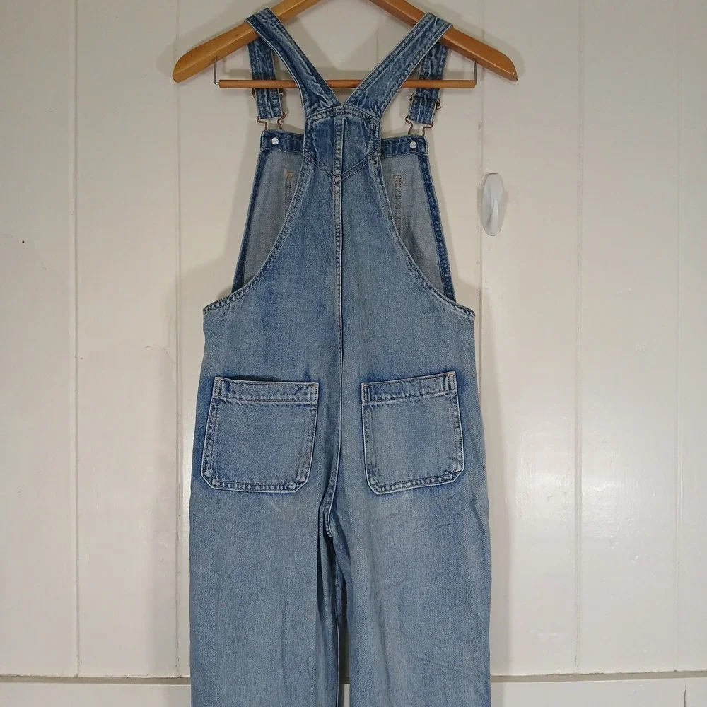 Gap‎ Denim Overalls Kids Size XL (12) Light Wash Blue Adjustable Straps Bibs